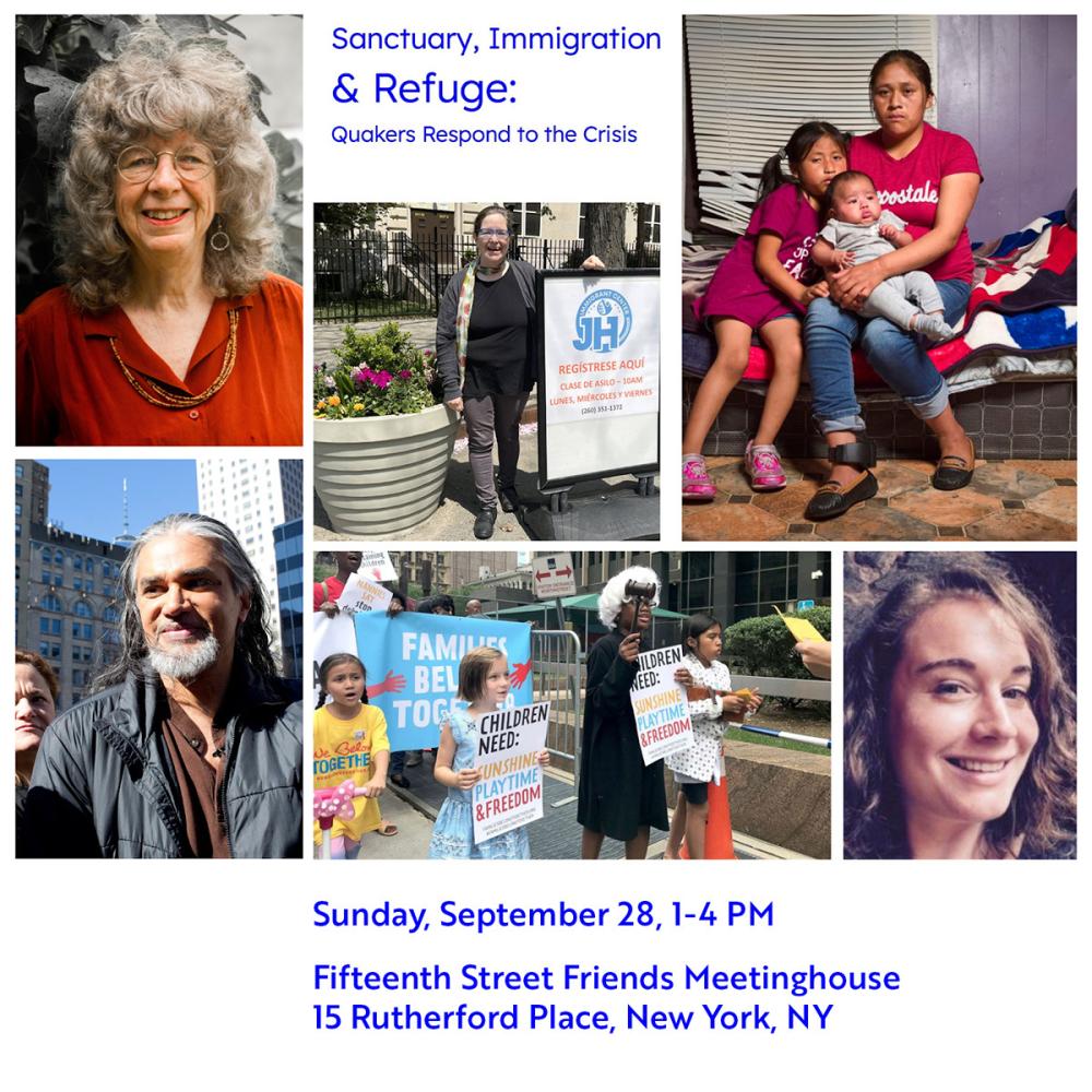 Graphic for Sanctuary, Immigration and Refuge: Quakers Respond to the Crisis, Sunday, Sept. 28, 1-4 pm