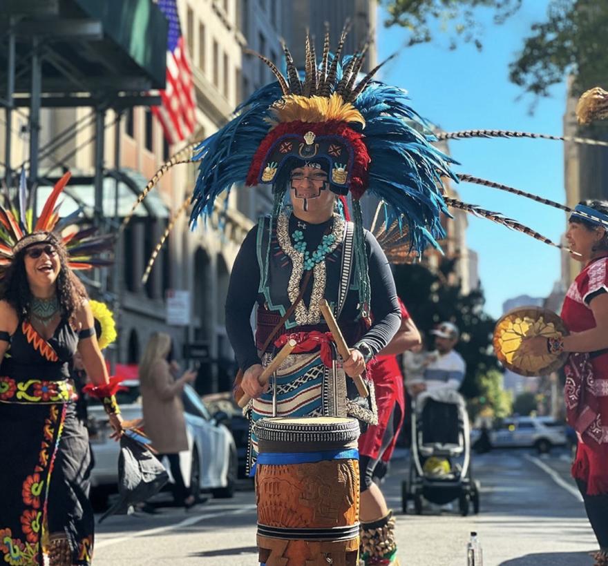 Drummer from 2024 Indigenous Peoples Parade