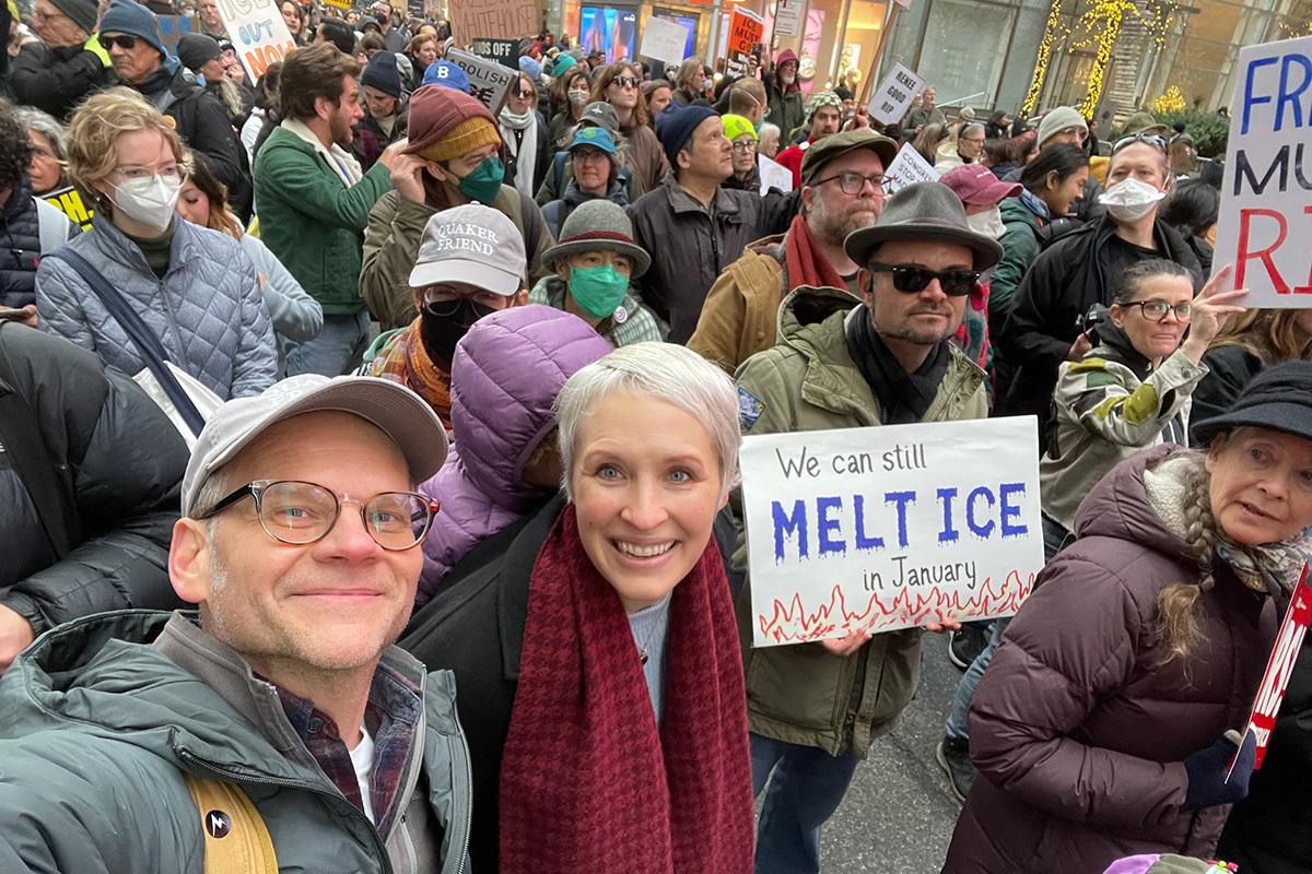 2026 01 selfie Friends at protest with crowd