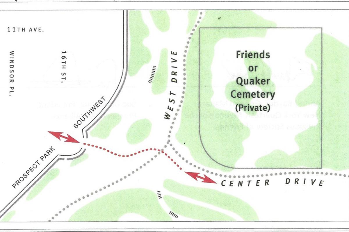 Friends Cemetery detail Prospect Park Map