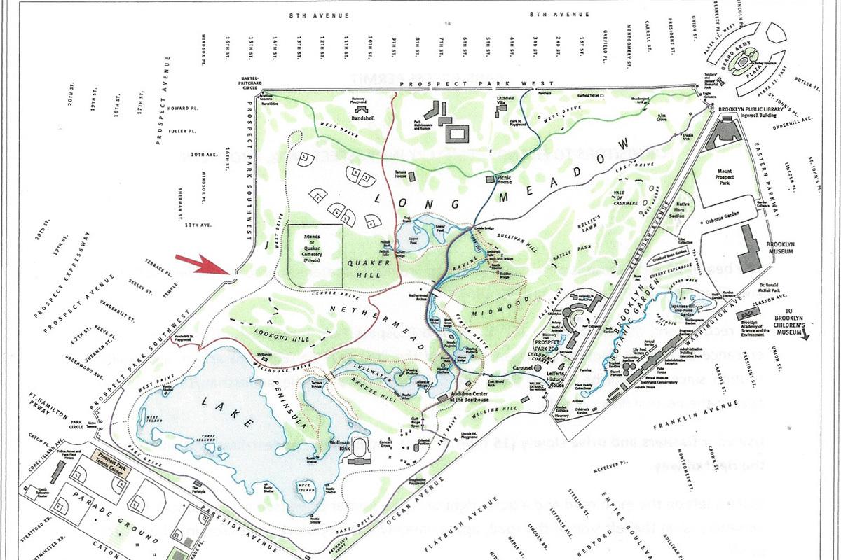 Friends Cemetery entire Prospect Park Map