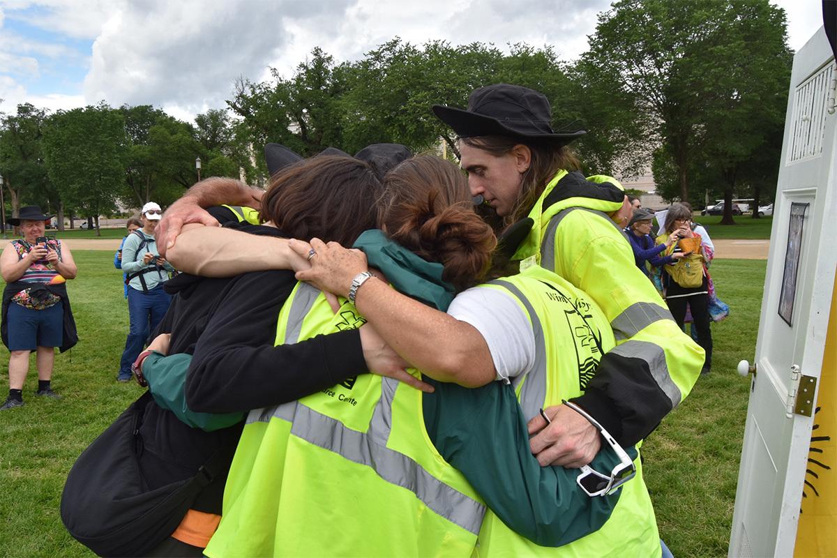 Quaker Walk leaders huddle Ted B