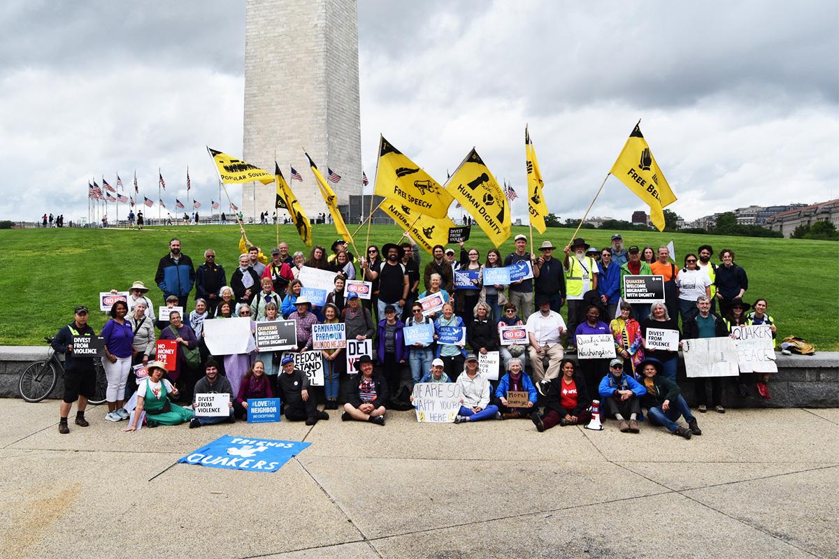 Quaker Walk big group Washington monument Ted B