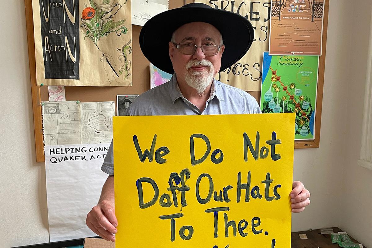 We Do Not Doff Our Hats sign No Kings June 2025
