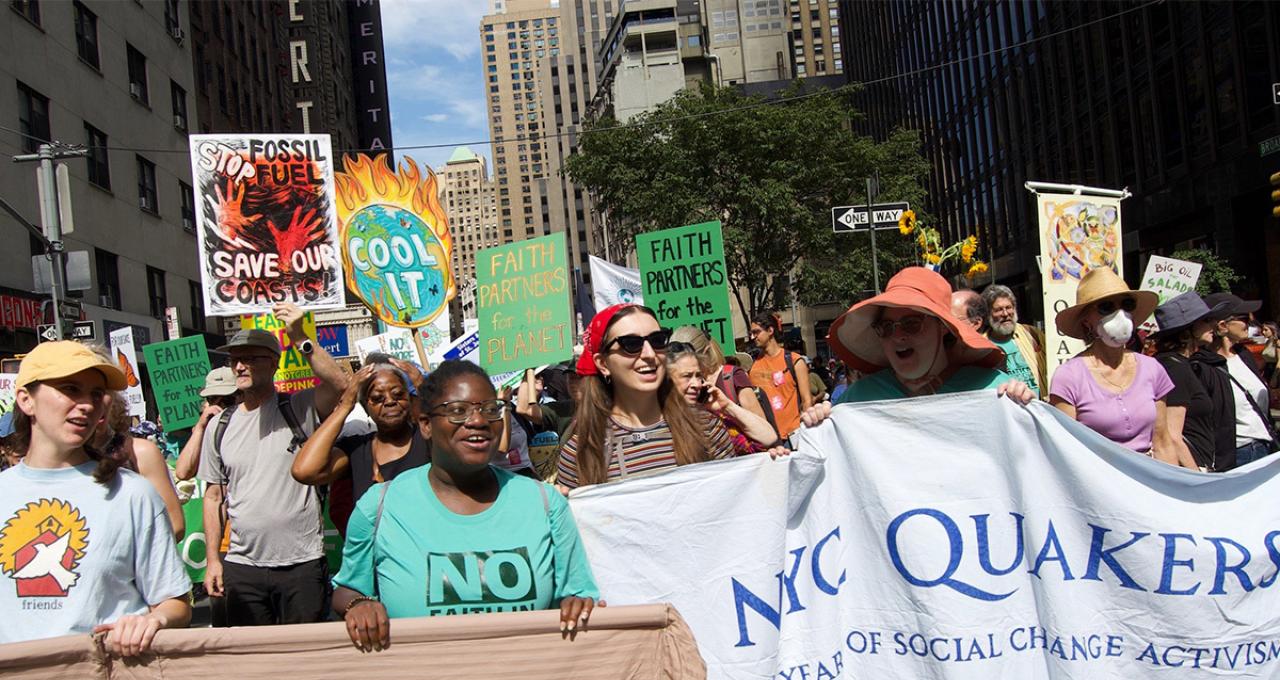 NYC Quakers marching End Fossil Fuels 2024 web