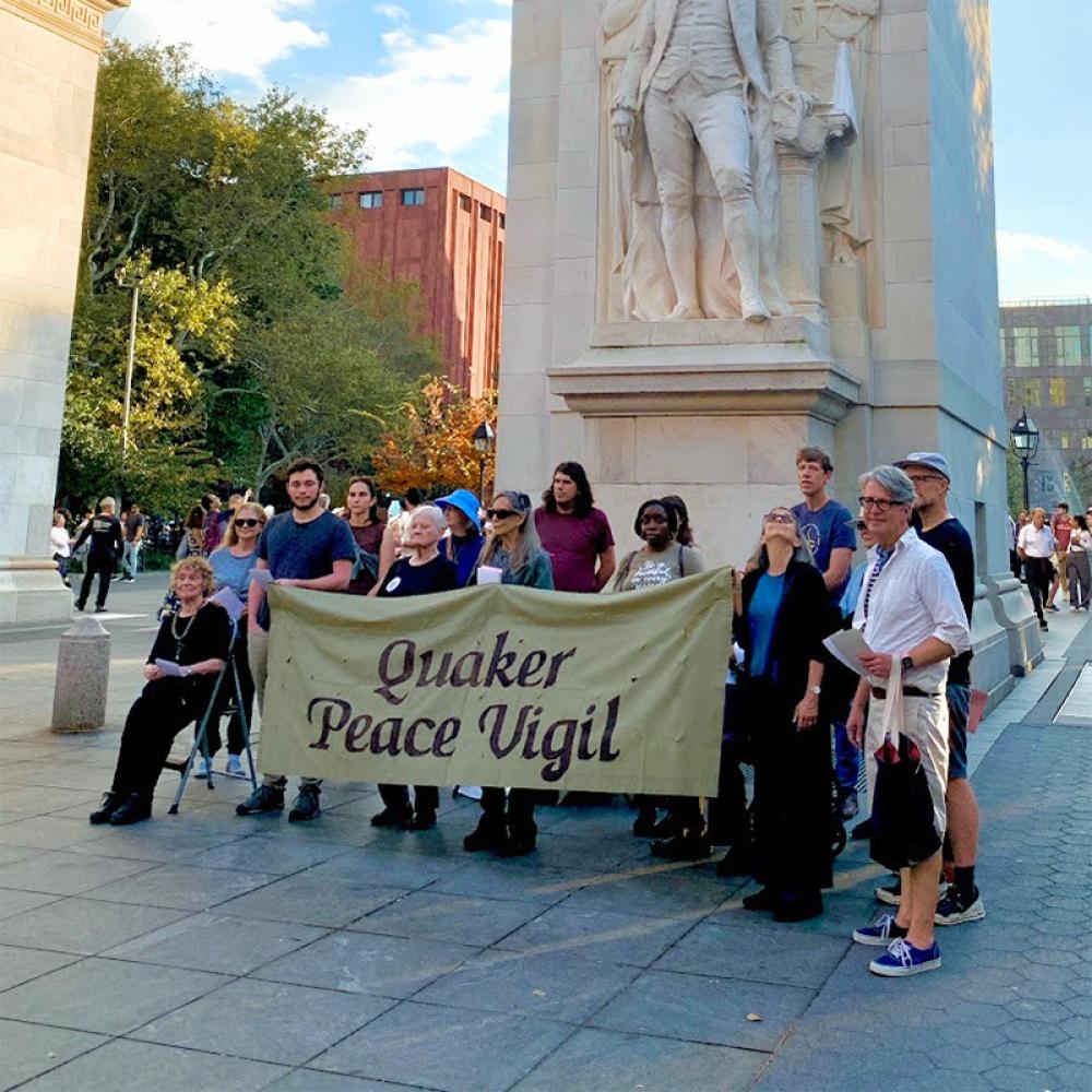 Oct 23 Peace Vigil NYC WTC pigeons closer Square