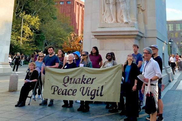 Oct 23 Peace Vigil NYC WTC pigeons closer Square